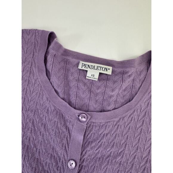 Vintage Pendleton Lavender Button Up Cardigan Sweater Sz XS Purple Knit FLAW - Picture 4 of 8
